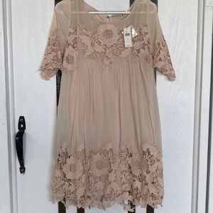 Anthropologie crochet/embroidered dress NWT